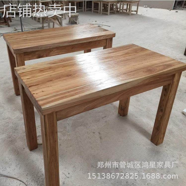 厂家圆桌榆木简式餐桌吃饭桌烧烤桌简约实木咖啡桌茶