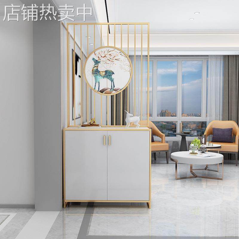 酒店餐厅客厅入户屏风铁艺玄关轻奢镂空金属不锈钢屏风隔断柜装饰