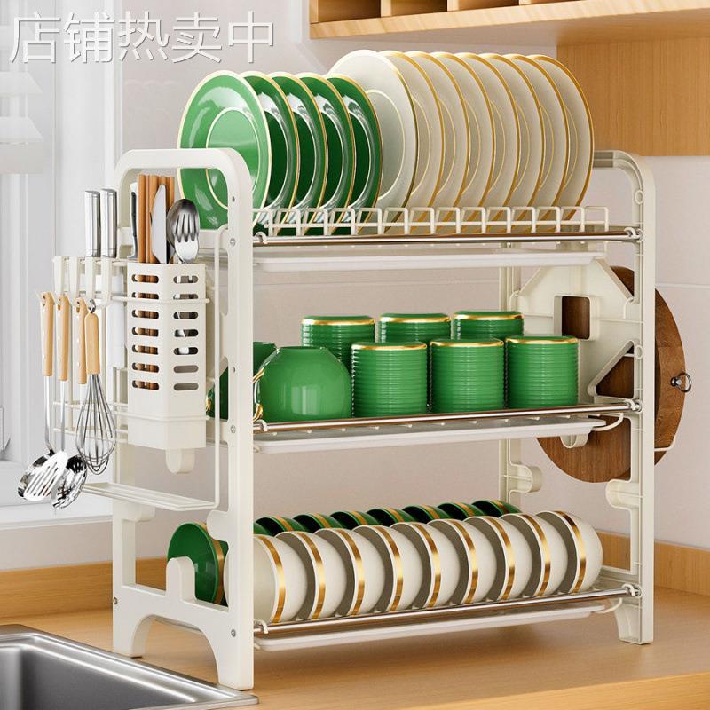 新款加厚碗碟架家用沥水架厨房置物架台式收纳架加粗盘子碗碟
