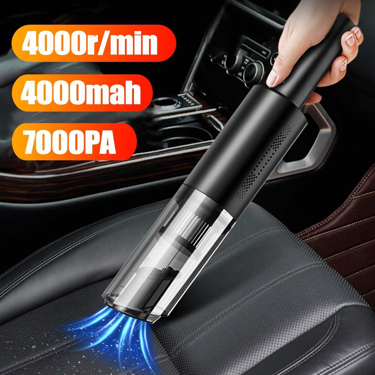 7000PA 12V Wireless Car Vacuum Cleaner Portable Handheld US