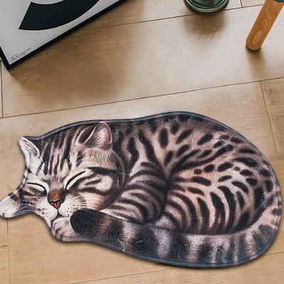 Creative Big 3D Print Sleeping Cat Doormats Hallway Doorway