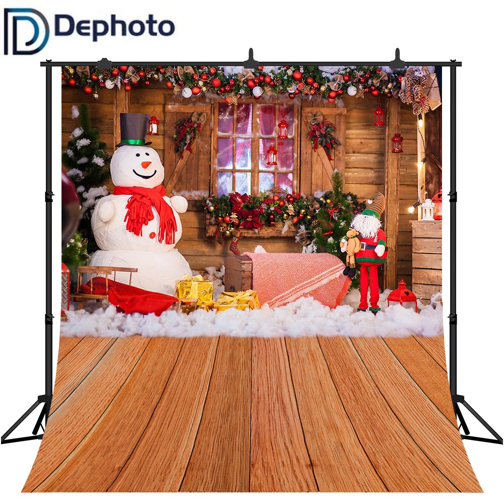 dephoto winter christmas snowman photography backdrop wood
