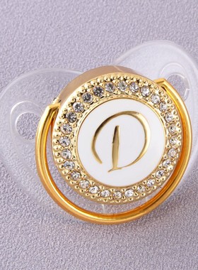 Transparent Baby Pacifier Luxury Initials Letter D Bling Bl