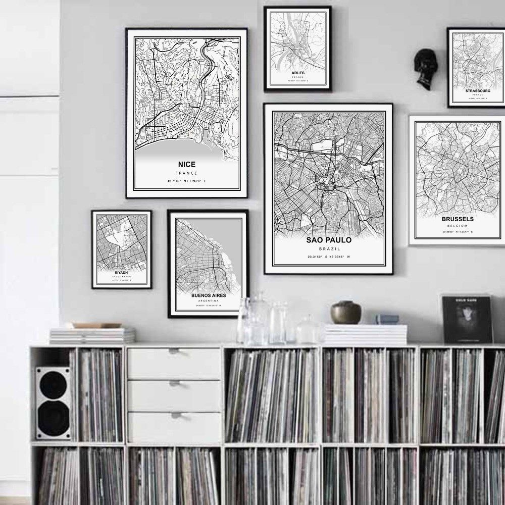 dublin paris london new york bordeaux city map print nordic