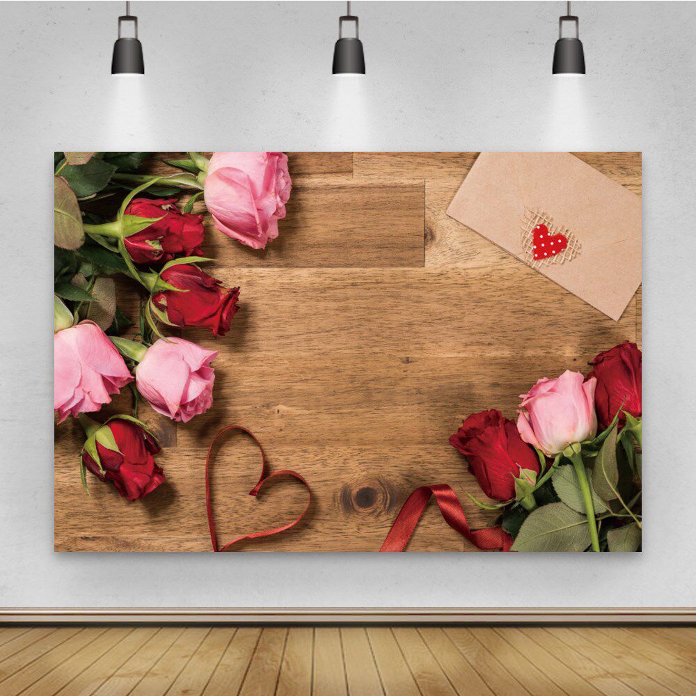 laeacco wood board photography backdrop rose flowers valent