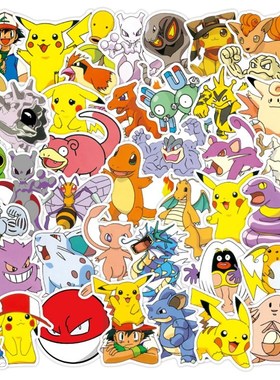 50pcs Pokemon Stickers Kawaii Pikachu Cartoons Anime GO Lap
