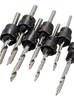 7PCS HSS Woodwork Tapered Countersink Drill Bits Set Depth