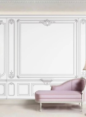 Custom 3D Wall Murals Wallpaper White Plaster Line European