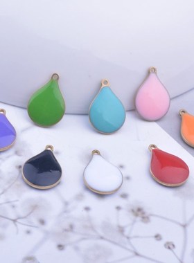 32pcs 9*13mm  Double Faced Enamel  Wate Drop Charms Copper E
