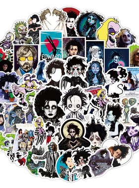 50PCS Tim Burton Movie Stickers Beetlejuice Edward Terror S