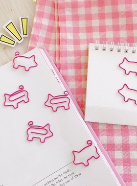 10pcs/lot Cute Cartoon Pig Animal Pink Bookmark Paper Clip H