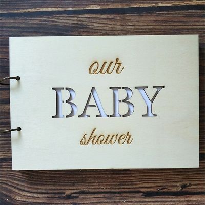 Wood Baby Shower Guest Book Photo Guestbook Baby Album Sign