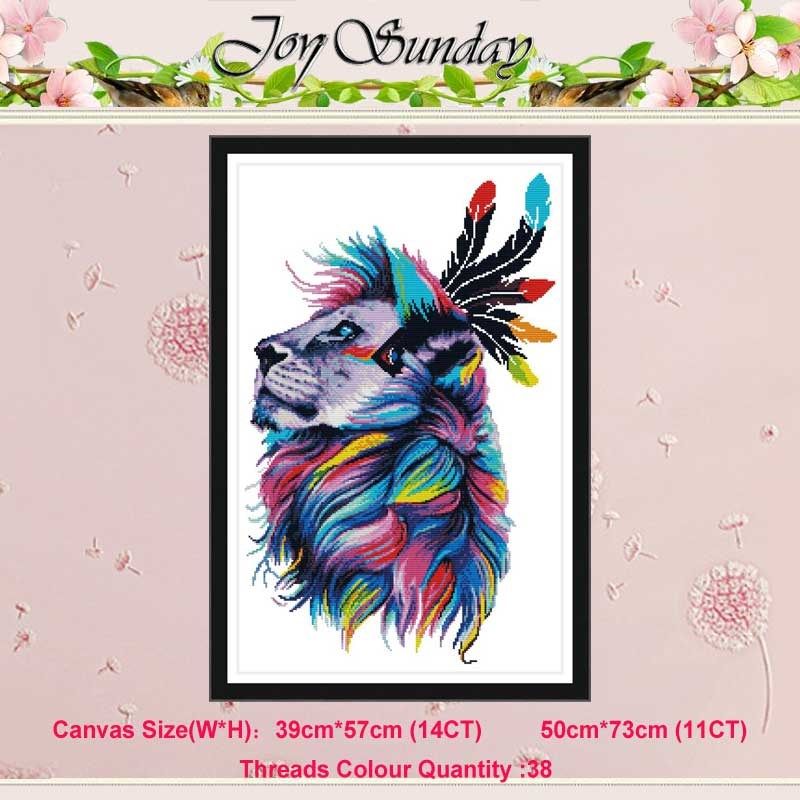 rainbow lion patterns counted cross stitch 11ct printed 14ct