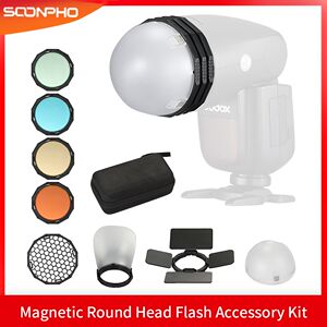 TRIOPO Magnetic Round Head Flash Accessory Kit Barn Door Col