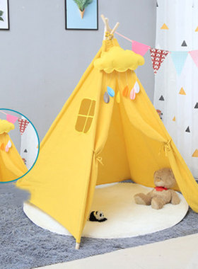 1.35m Large Unbleached Canvas House Tipi Tent Portable Kids