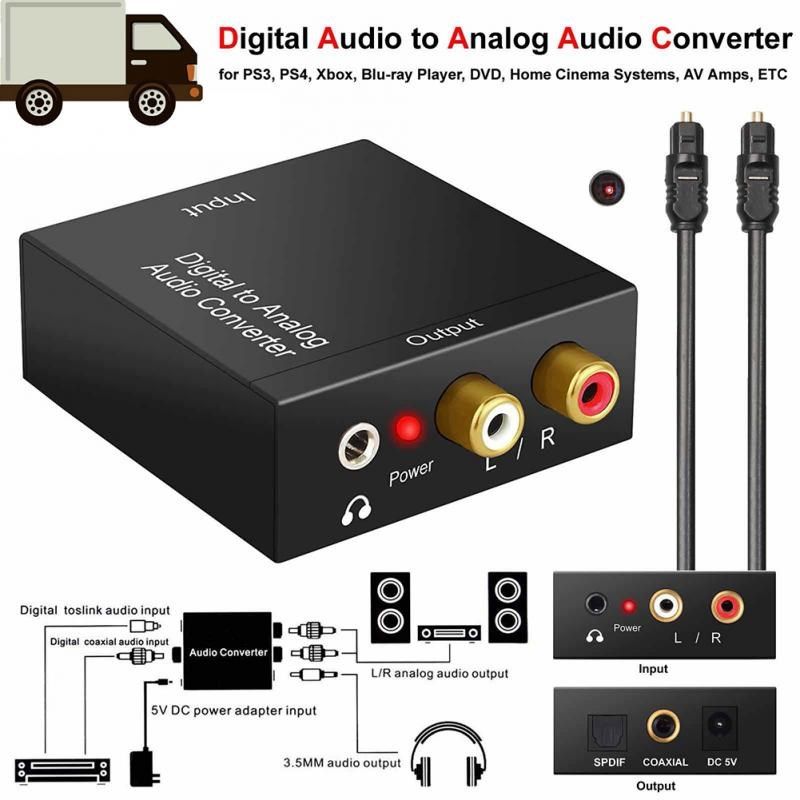 coaxial optical fiber digital to analog audio aux 3.5mm jack