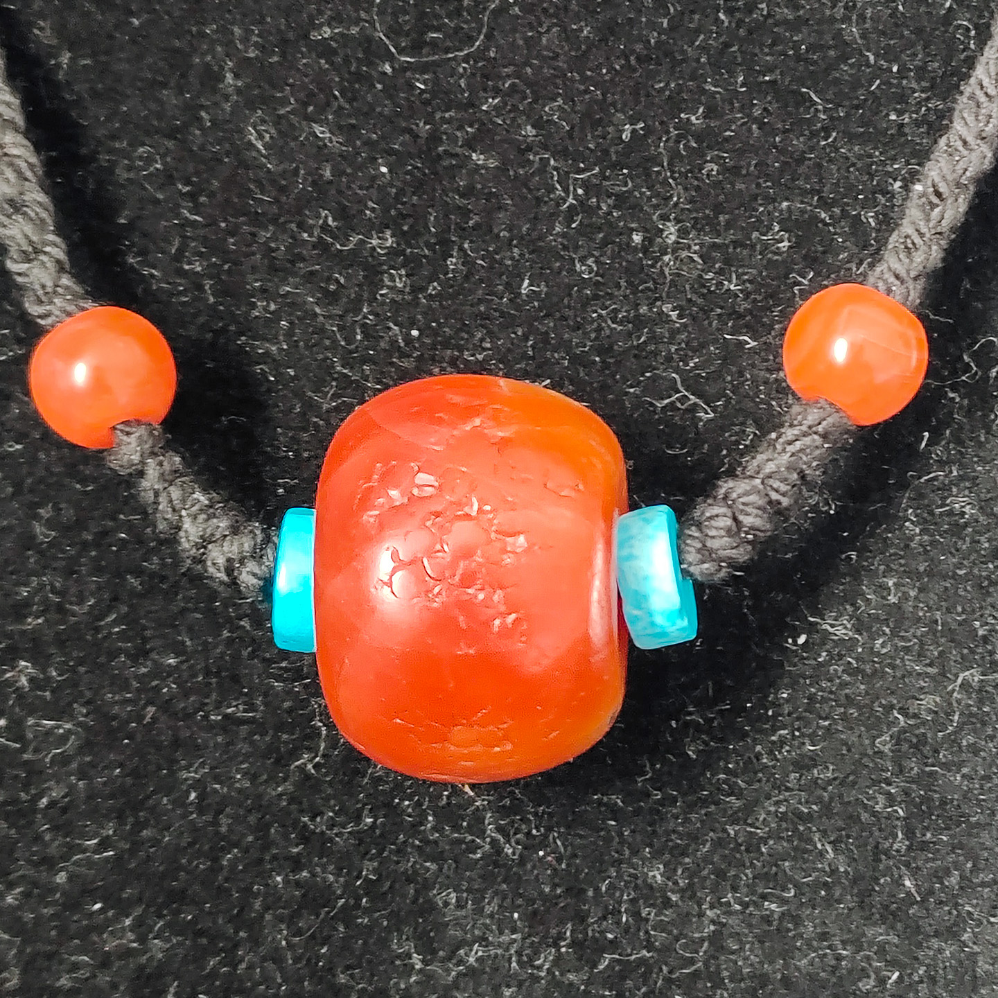 藏传回流天然原矿老甘南红墩子老型精品满色满肉柿子红项链锁骨链