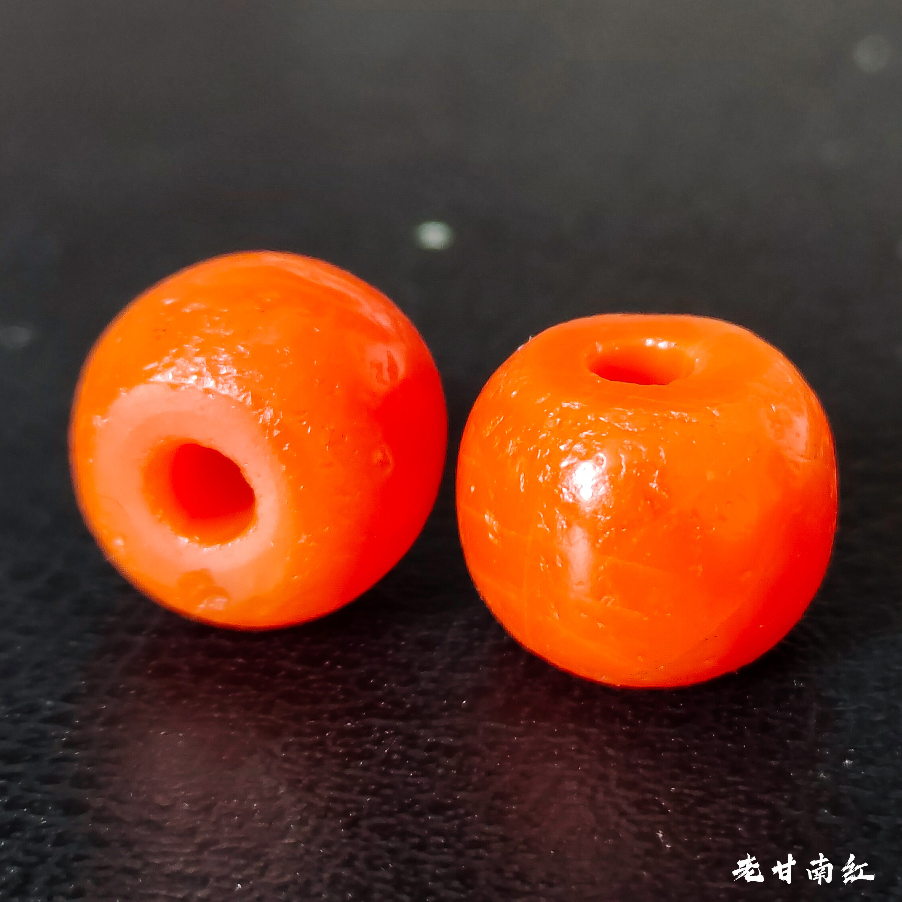 藏传原矿天然老甘南红玛瑙老型单株散珠满色满肉文玩手串配珠配件