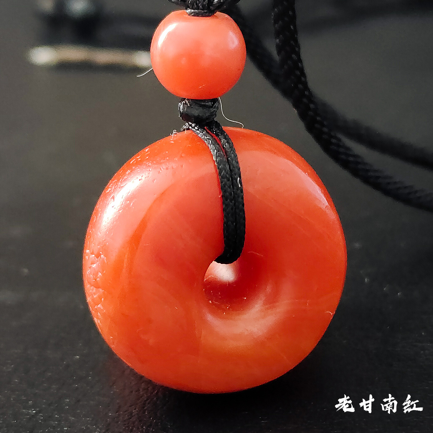 藏区回流天然原矿老甘南红单株平安扣精品老型满色满肉柿子红吊坠