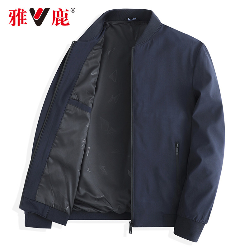 雅鹿男士夹克春秋季2022新款立领薄款干部休闲男装教练服上衣外套