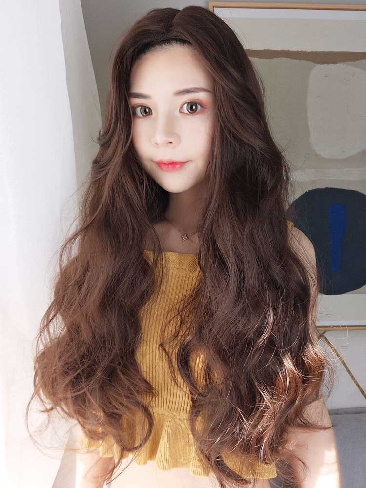 新假发女长卷发自然蓬松大波浪中长发网红可爱时尚修脸逼真全头发