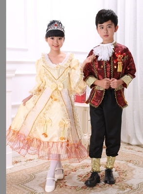 新新款儿童服装男宫廷演出服公主裙王子表演俄罗斯国王欧式话剧女
