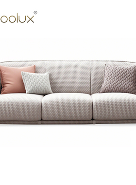 Sfoolux意式极简轻奢菱形格刺绣休闲沙发 Redondo/雷东多三座沙发