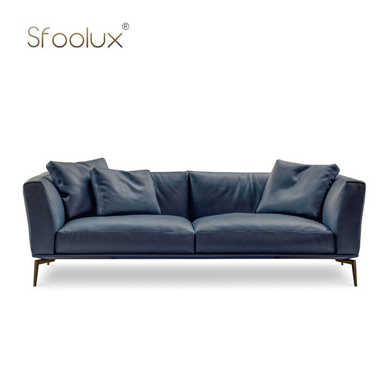 Sfoolux地平线Horizon意式极简小户型三人位直排真皮沙发