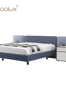 Sfoolux北欧轻奢lota bed洛塔床 卧室现代布艺双人床软包宽背床头