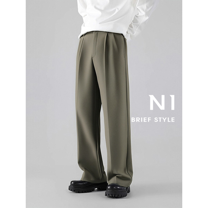 【火山岩绒】N1加厚西裤2024冬季新款半松紧双涧褶直筒宽松休闲裤,男装,西裤,淘宝优惠券,粉丝福利购,淘宝优惠卷