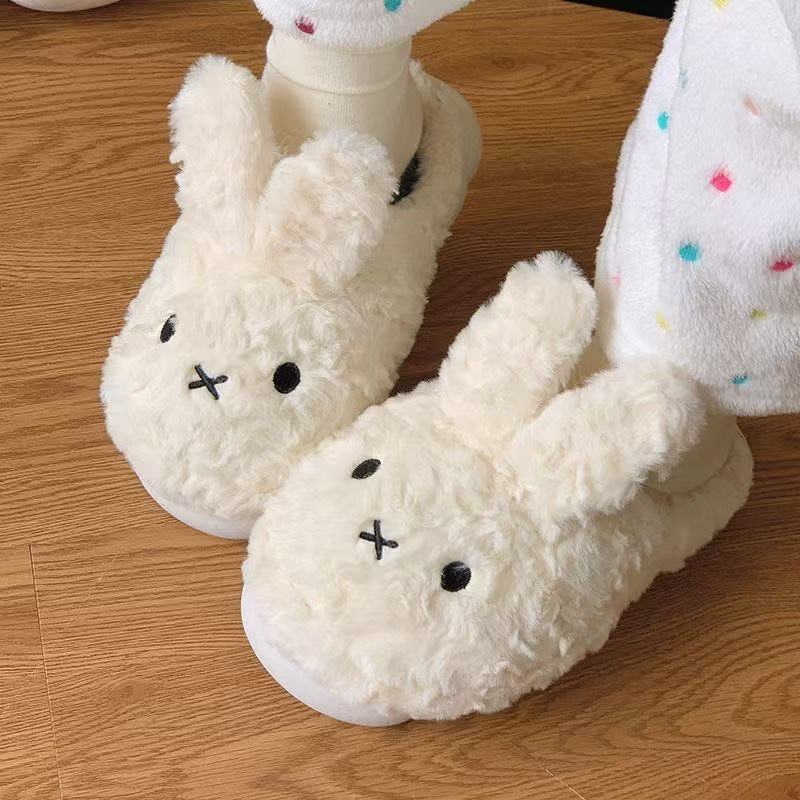 可爱小白兔子棉拖女居家加绒保暖