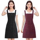 棉布围裙韩版 时尚 可爱家用成人清洁男女厨房饭店工作成人上班格子