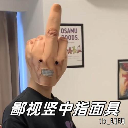 竖中指鄙视头套恶搞整盅