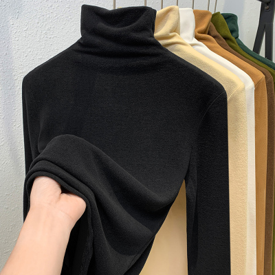 黑色双面德绒高领打底衫女秋冬内搭2025新款时尚洋气时髦长袖上衣
