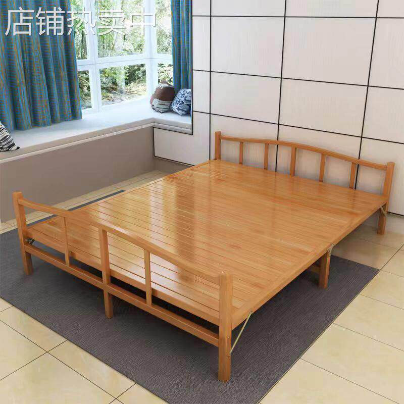 竹床折叠床人双人家用午休凉床成人出租房屋简易硬板木床竹板床