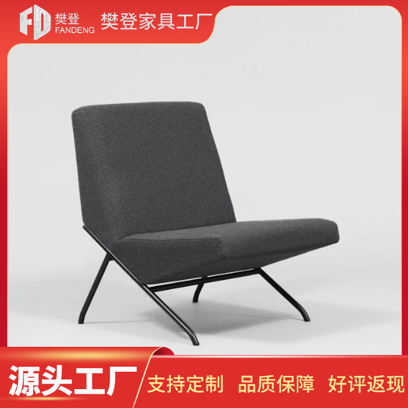 北欧布艺铁艺单人沙发创意现代客厅休闲椅简约懒革时尚小沙发