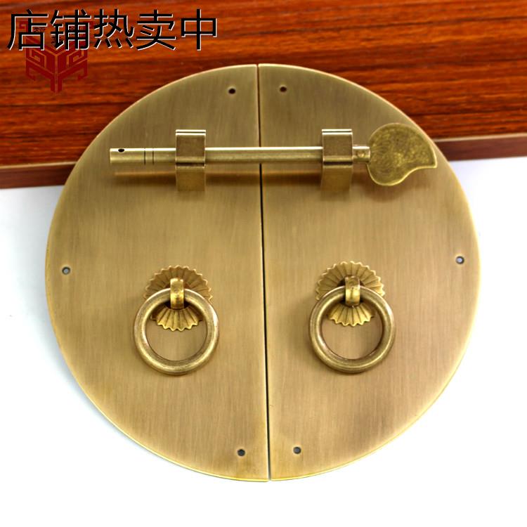 中式仿古明清家具纯铜拉手书柜衣柜橱柜鞋柜柜门圆盘全铜复古把手