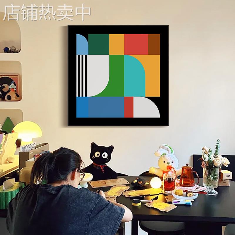 小众艺术客厅装饰画现代抽象彩色沙发墙面挂画高级感卧室落地摆画图片