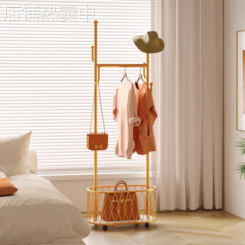 衣架落地卧室衣帽架网红挂衣架北欧置物架带轮移动架子静音