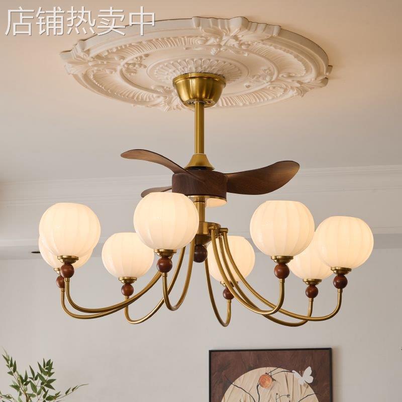 法式中古风客厅吊灯美式复古大厅主灯柿子实木设计师餐厅卧室灯具
