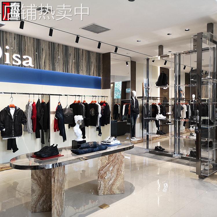 品牌装店展示架定制不锈钢悬挂衣服陈列架折叠服装中岛展示道具