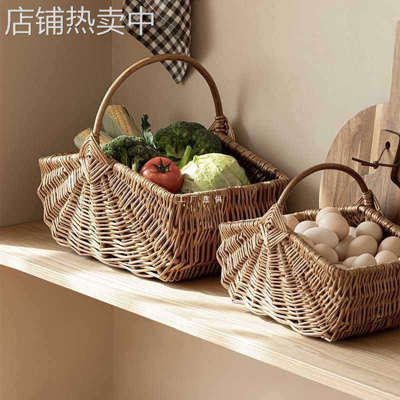 柳编手提篮藤编编织水果蔬菜鸡蛋篮竹编竹篮厨房装菜的篮子收纳筐,收纳整理,脏衣篮,淘宝优惠券,粉丝福利购,淘宝优惠卷