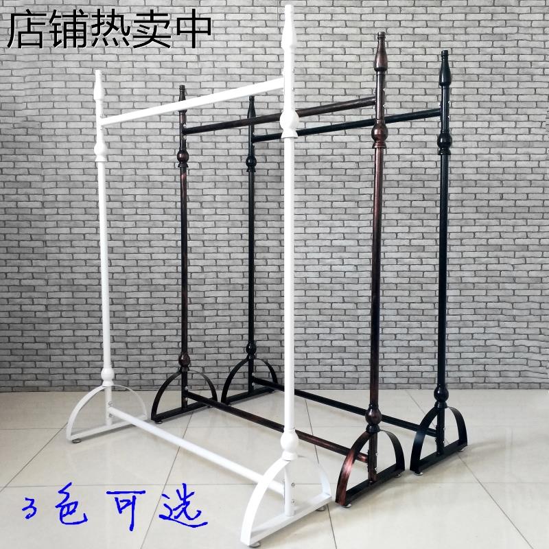 欧式复古服装店展示架落地式展示架服装挂衣架落地单杠中岛挂衣架