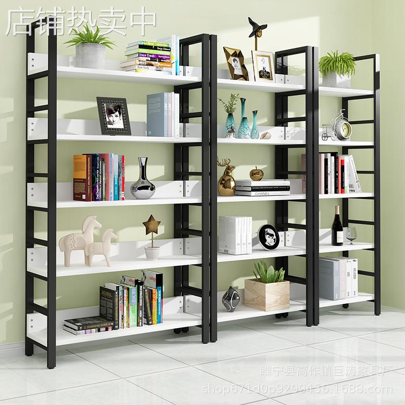 外贸可调节铁艺货架客厅展示架书架置物架落地钢木组合多层储物架