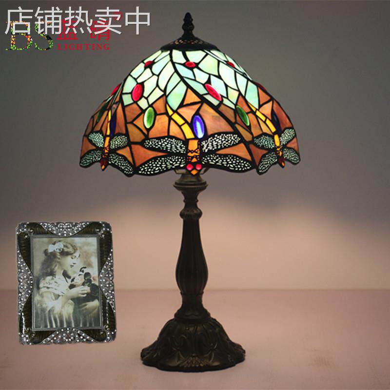 跨境直销外贸出口欧式古典韩式日式美式英国台灯卧室床头玻璃台灯