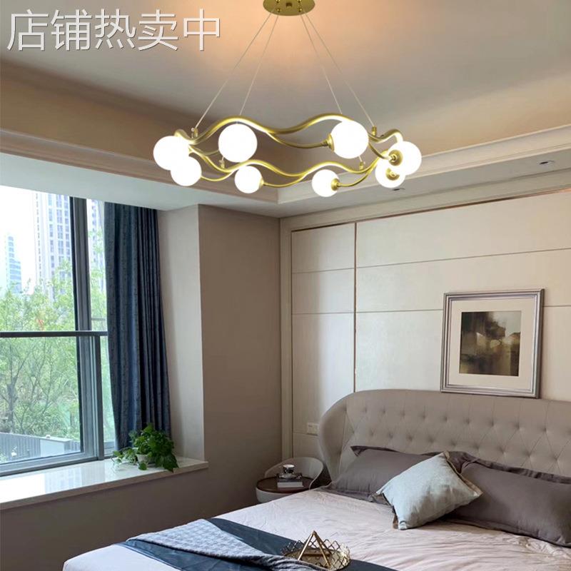 现代简约环形吊灯北欧创意个性网红魔豆泡泡灯客厅灯卧室指环吊灯