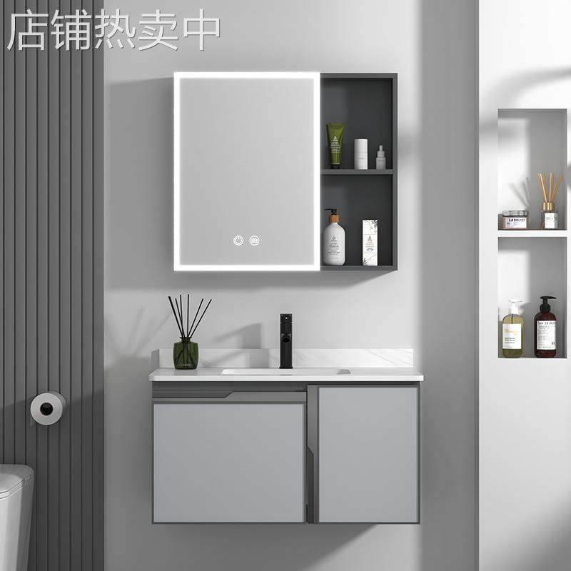 奶油风浴室柜组合陶瓷一体盆小户型洗手池盆柜组合卫浴洗漱台厂家