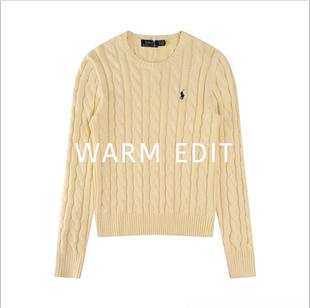 L小马刺绣绞花棉线圆领 外贸原单～R 圆领 v领毛衣 人生毛衣