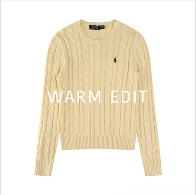 【人生毛衣-圆领】拉夫～R*L小马刺绣绞花棉线圆领/v领毛衣