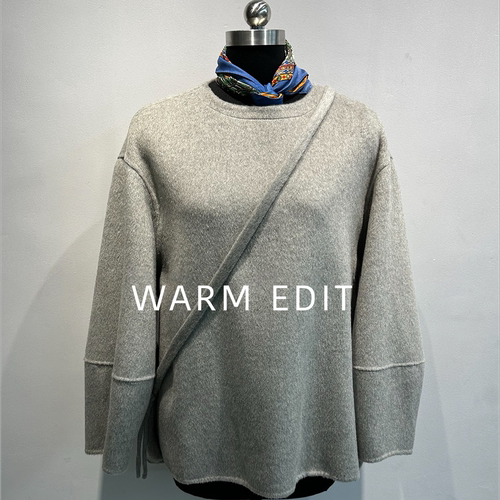 全羊毛双面毛呢圆领短外套赠随包